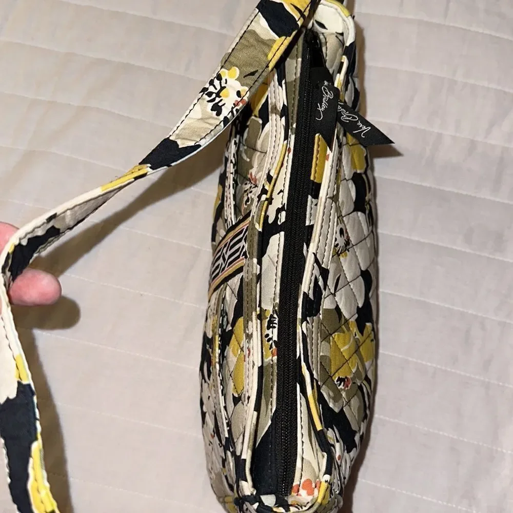 Vera Bradley Ivory Gold White Black Floral Quilted Hobo Bag Dogwood Print